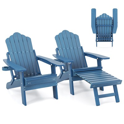 Tangkula 2 PCS Folding Adirondack Chair HIPS Fire Pit Chair w/ Adjustable Backrest