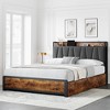 Bed Frame with Linen Upholstered Headboard, 4 Storage Drawers & Charging Station, Platform Bed, No Box Spring Needed, Easy Assembly - 2 of 4