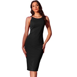 Allegra K Women's Bodycon Sleeveless Spaghetti Strap Club Party Cocktail Dress - 1 of 4