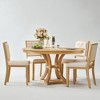 5-Piece Extendable Round Dining Table Set with 4 Upholstered Chairs, Solid Wood Kitchen Table Set for 4–6, Rubber Wood Frame for Dining Room - 2 of 4