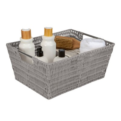 Coastal Charm Rattan Storage Tote Set with Stainless Steel Handles