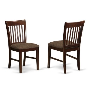 East West Furniture, Norfolk Dining room chair Fabric Seat -Mahogany Finish. - 1 of 2