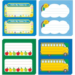 Creative Shapes Name Tags/Labels, 1-5/8 x 3-1/4 Inches, Assorted Designs, Set of 144 - 1 of 1
