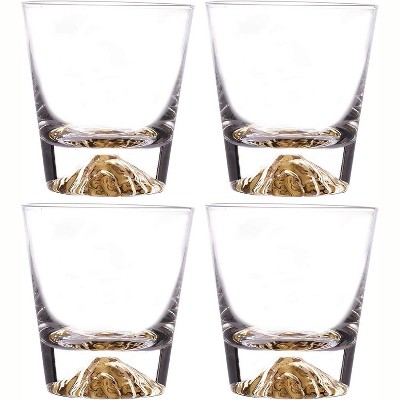 Crystal Clear Gold Heavy Base Whiskey Tumbler Set of 4