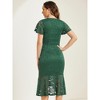 Allegra K Women's Elegant Floral Lace V Neck Ruffle Short Sleeve Mermaid Bodycon Dress - 3 of 4