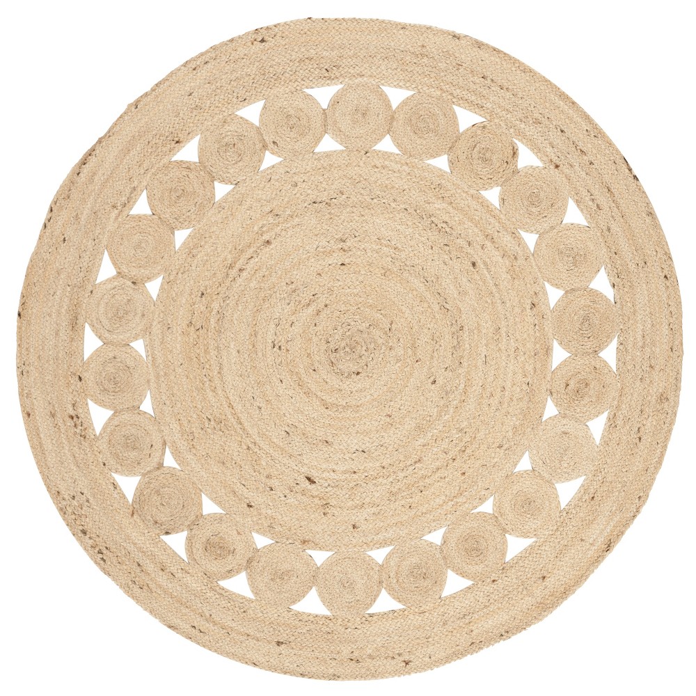  Round Solid Woven Accent Rug Ivory