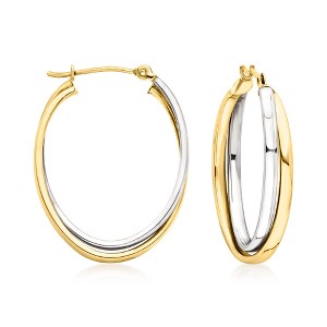 Ross-Simons 14kt 2-Tone Gold Double-Oval Hoop Earrings - 1 of 4
