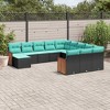 vidaXL Patio Sofa Set Black, Blue - Black Without table - 2 of 4
