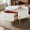 Mshliw Round Coffee Table with 2 Storage Drawers, MDF Top and Metal Legs Accent Center Table for Living Room, Dining Table, Sofa Table, 31.5"x17.1" - 3 of 4