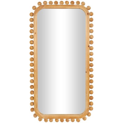 45"x24" Wood Wall Mirror with Beaded Frame Brown - Olivia & May: Decorative Rectangular Wall-Mount