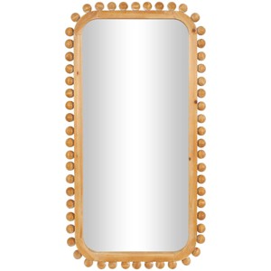 45"x24" Wood Wall Mirror with Beaded Frame Brown - Olivia & May: Decorative Rectangular Wall-Mount - 1 of 4