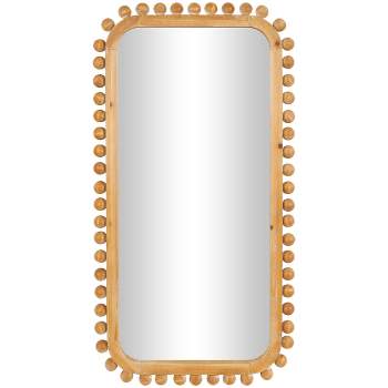 45"x24" Wood Wall Mirror with Beaded Frame Brown - Olivia & May