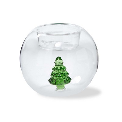 tag Tree Globe Tealight Holder - Clear Glass Candle Holder for Tealight & Votive Candles - Perfect for Christmas Decor