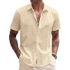 COOFANDY Mens Linen Casual Short Sleeve Shirt Button Down Summer Beach Shirts - 4 of 4