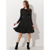 Allegra K Women's Knitted Crewneck Long Sleeves Fit and Flare Sweater Dress - 3 of 4