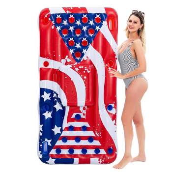 Syncfun 6x3 Ft Inflatable Pool Lounge Floating Pong Floats for Adults Party in Summer Pool Floats, Pool Party Games Lounge Raft with Cooler
