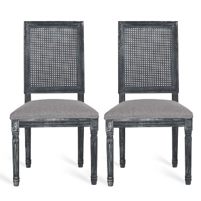 Christopher Knight Home Brownell French Country Fabric Upholstered Wood and Cane Dining Chairs (Set of 2)