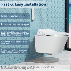 Bidet Toilet Seat w Heated Seat and Soft Close Lid, Self-Clean Adjustable Nozzle - 1 of 4