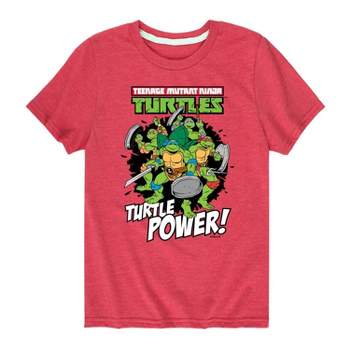 Boys' Teenage Mutant Ninja Turtles 'Turtle Power' Short Sleeve Graphic T-Shirt - Heather Red