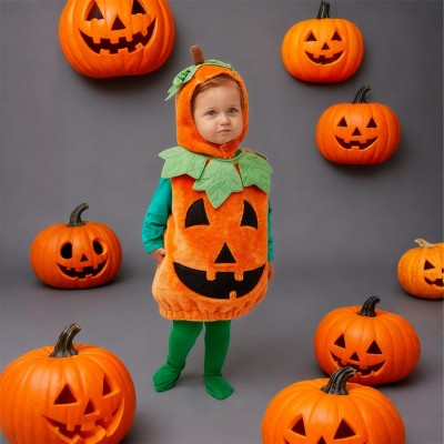Joyfy Baby Toddler Halloween Pumpkin Costume Set, Cute Halloween Pumpkin Outfit for Kids Themed Party Dress-Up