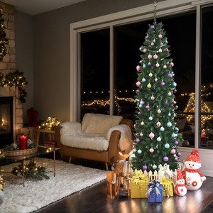 Resenkos 7.5ft Pointed PVC Pen Holder Christmas Tree Green - 1 of 4