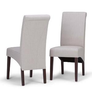 FranklDeluxe Parson Dining Chair Set of 2 Natural Linen Look Fabric - Wyndenhall