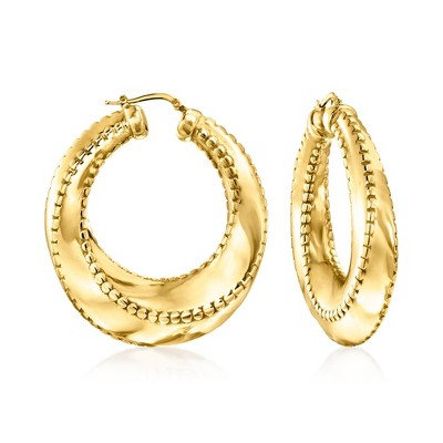 Ross-Simons Italian 18kt Gold Over Sterling Oval Hoop Earrings