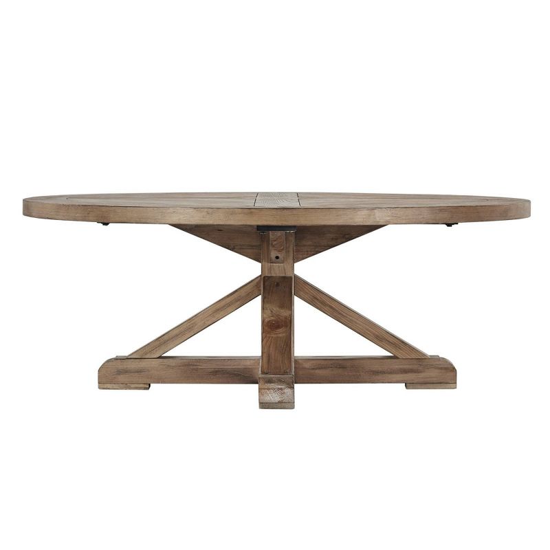 Sierra Round Farmhouse Pedestal Base Wood Coffee Table Vintage Wood - Inspire Q, 4 of 10