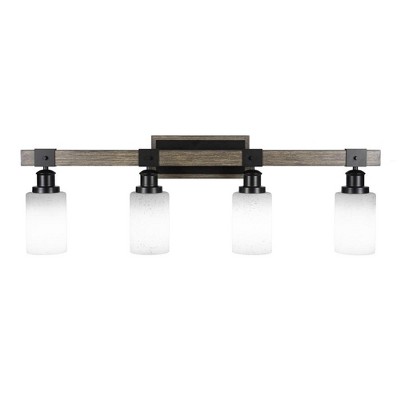 Toltec Lighting Tacoma 4 - Light Vanity in  Black/Painted Wood with 4" White Muslin Shade