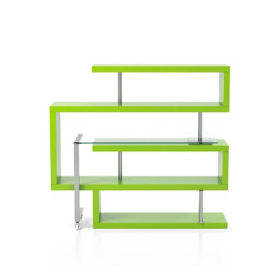 54.75" Rycel Modular L-Shape Bookshelf Desk Green - miBasics