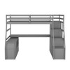 NicBex Twin Size Loft Bunk Bed with Desk, Modern Wooden Bed Frame with 2 Open Shelves, 7 Storage Drawers and Stairs for Bedroom - 3 of 4
