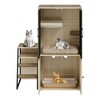 Double Cat Litter Box Fence with Ladder, Double Cat House with Storage Space, Enclosed Litter Box Furniture, Gray - 2 of 4
