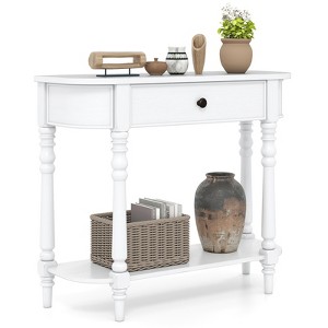 Tangkula Retro Console Table 36"L Wooden Entryway Table w/ Storage Drawer & Open Shelf - 1 of 4