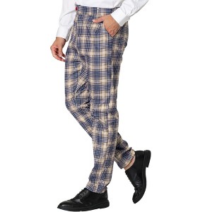 Lars Amadeus Men's Business Plaid Casual Slim Fit Checked Dress Trousers - 1 of 4