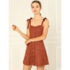 Allegra K Women's Strap Button Down Faux Suede A-Line Mini Overall Dress - 2 of 4