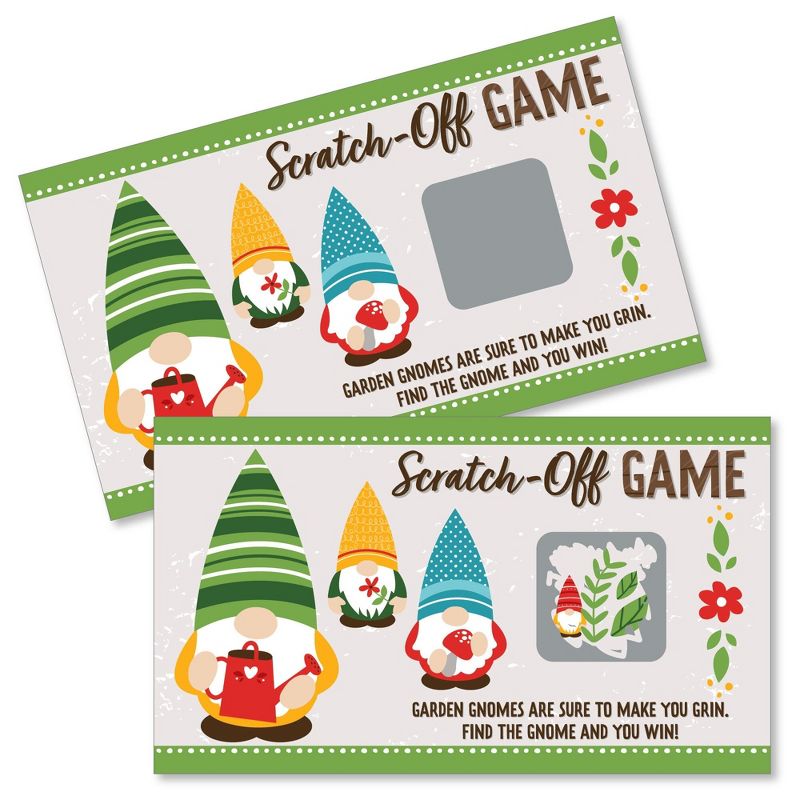 Big Dot of Happiness Garden Gnomes - Forest Gnome Party Game Scratch Off Cards - 22 Count, 1 of 7