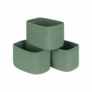 Aoibox Green Shelf Cube Storage Organizer Bins Skin-Friendly Cotton Rope Basket Rectangular Set for Shelves 3 Pack - 1 of 4