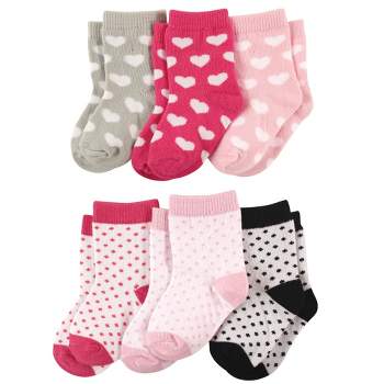 Luvable Friends Baby Girl Newborn and Baby Socks Set, Hearts Dots