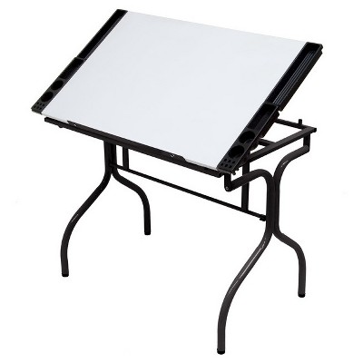 studio designs Craft Desk Black: Powder-Coated Finish, Wood Composite, Metal Frame, 35° Tilt Drafting Table