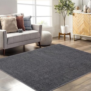 Modern Solid Textured Area Rug Machine Washable Stain Resistant Non-Slip Floor Cover Carpet - 1 of 4