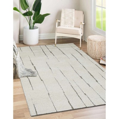 Ivory and Taupe Hand-Tufted Wool Runner Rug