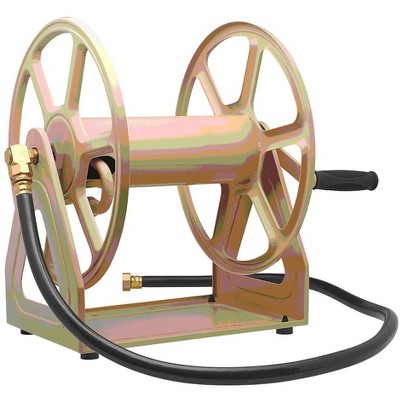 Liberty Garden 200 Foot LBG-709 Steel Dual Mount Garden Hose Storage Reel, Tan