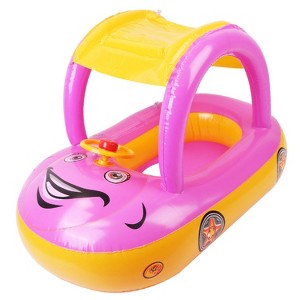 CoolWorld"Car-Shaped Baby Inflatable Pool Float with Sun Canopy for Toddlers 1-3 Years - Swim Ring Toy"DarkBlueLightBlue&Pink - 1 of 4