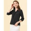 Allegra K Women's V Neck 3/4 Sleeves Collared Work Office Top Blouse - 3 of 4