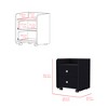 Gulches Contemporary 2 Drawer Nightstand Black Finish, Jewelry Tray, Silver Metal Knobs, Solid Wood & Veneer, 25.6"W x17"D x25.4"H - 3 of 4