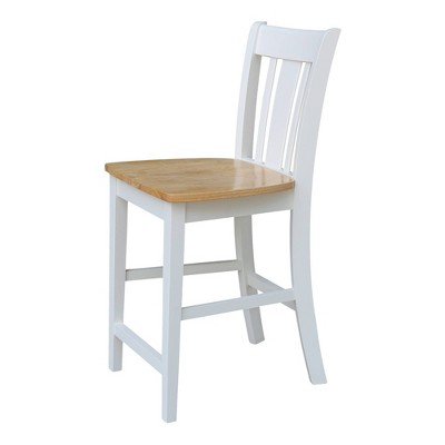 Elegant Dual-Tone Backless Counter Height Stool in White/Natural