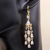 Vuskdtei18K Gold Plated Flower Dangle Earrings for Women, Hypoallergenic Cubic Zirconia Earrings, Elegant Chandelier Drop Earrings - 3 of 4