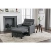 Futon Sofa Bed 3-in-1 Pull Out Sleeper Chair Bed Convertible Chair With USB Ports Leather Sleeper Sofa Bed For Apartment Office - 4 of 4