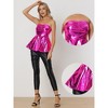 INSPIRE CHIC Women's Strapless Shiny Metallic Party Clubwear Peplum Top - 2 of 4
