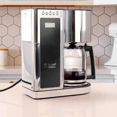 Russell Hobbs 8-Cup Black and Silver Glass Coffee Maker